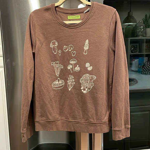 Boutique Mushroom Appliqué Organic CottonSweatshirt BRAND NEW - Picture 1 of 6